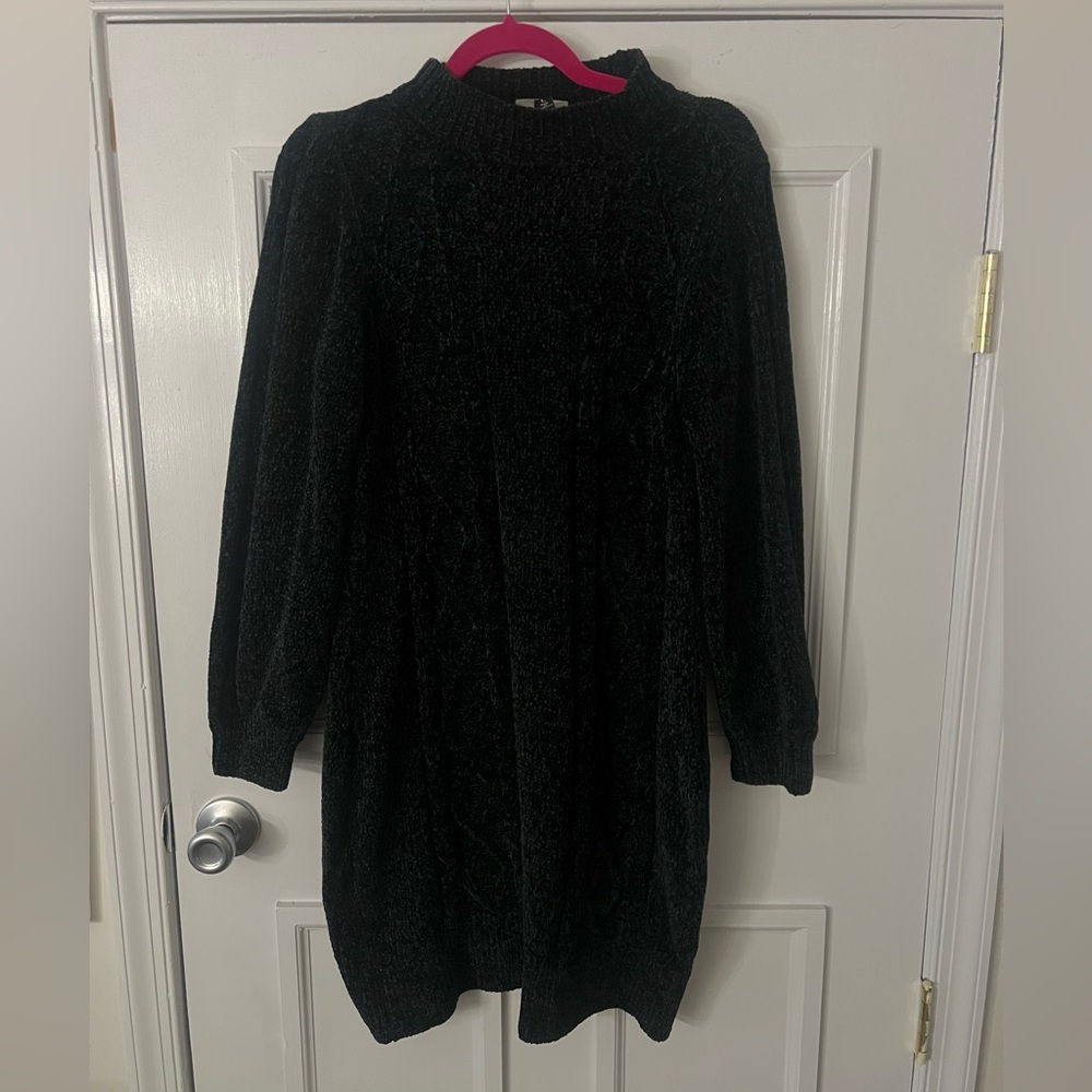 black mock neck sweater dress